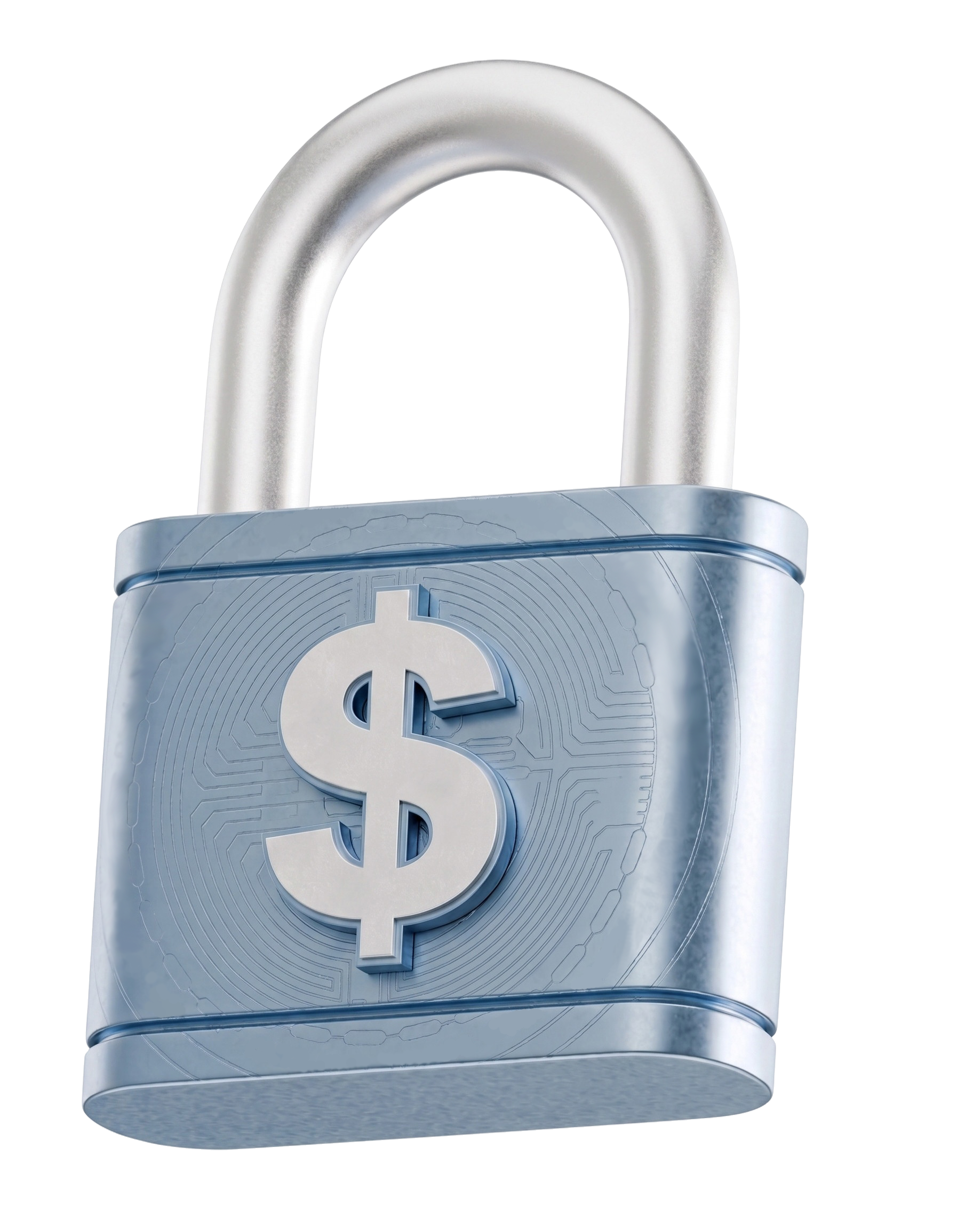 Large 3D blue lock with a dollar sign representing sensitive data protection